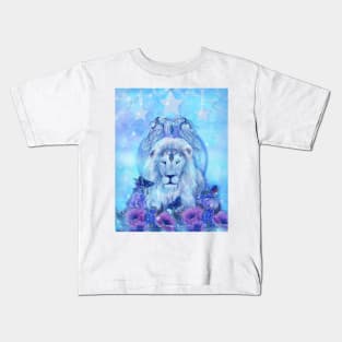 Fiercely beautiful white lion art by Renee Lavoie Kids T-Shirt